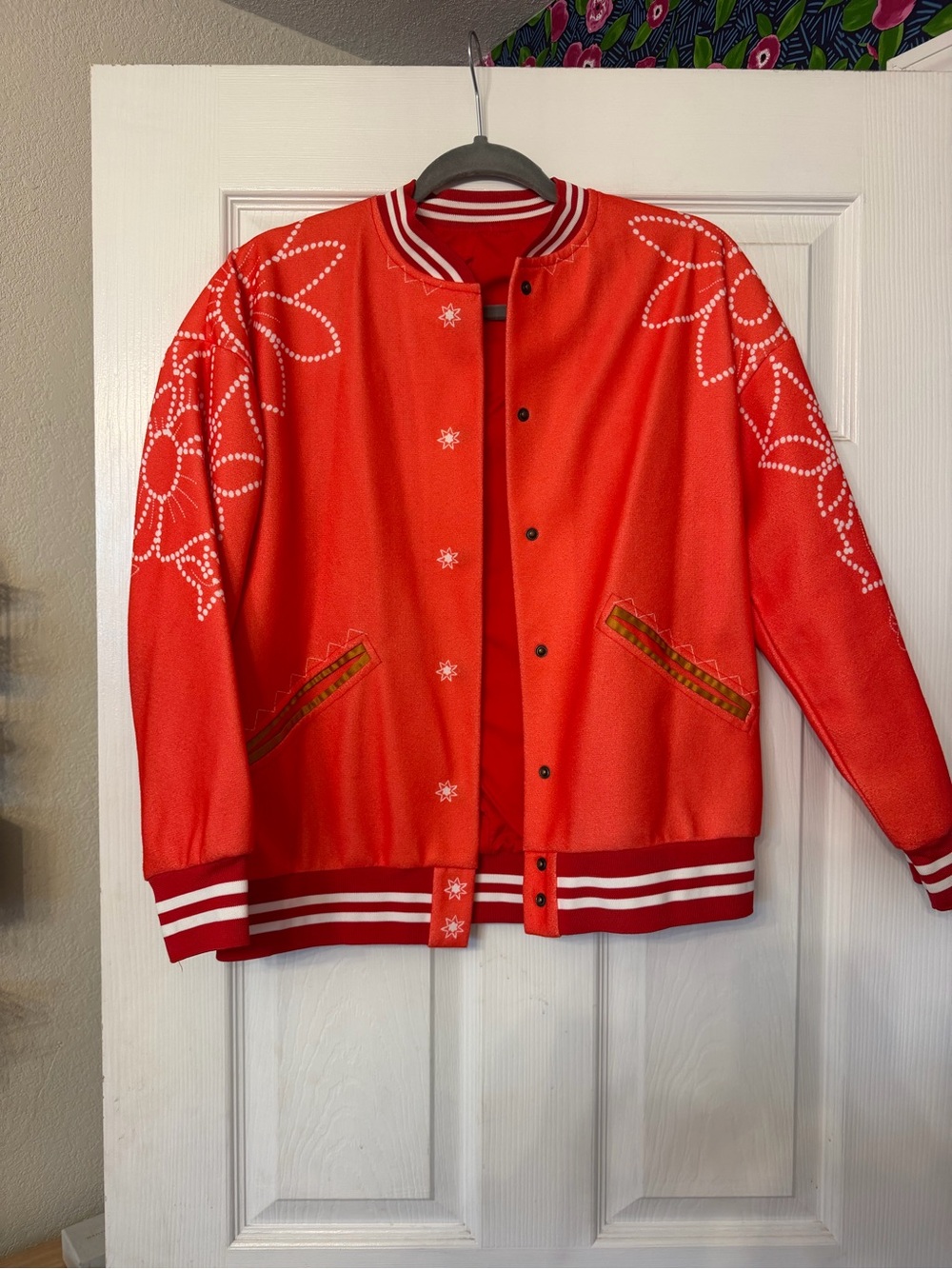 & Other Stories Red Embellished Varsity Jacket